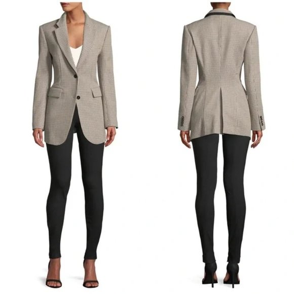 Theory Super Cinch Houndstooth Wool Blend Blazer Jacket Size 4 - Picture 2 of 16